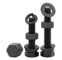 Black Metric 8.8 Bolt And Nuts With Spring Washer And Flat Washer